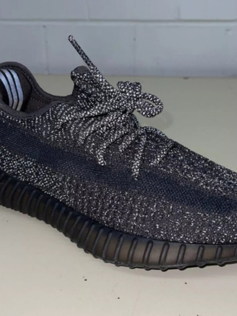 YEEZY STLYE The Whole Sneaker Is Reflective Black Knit NOT SURE OF AUTHENTICITY